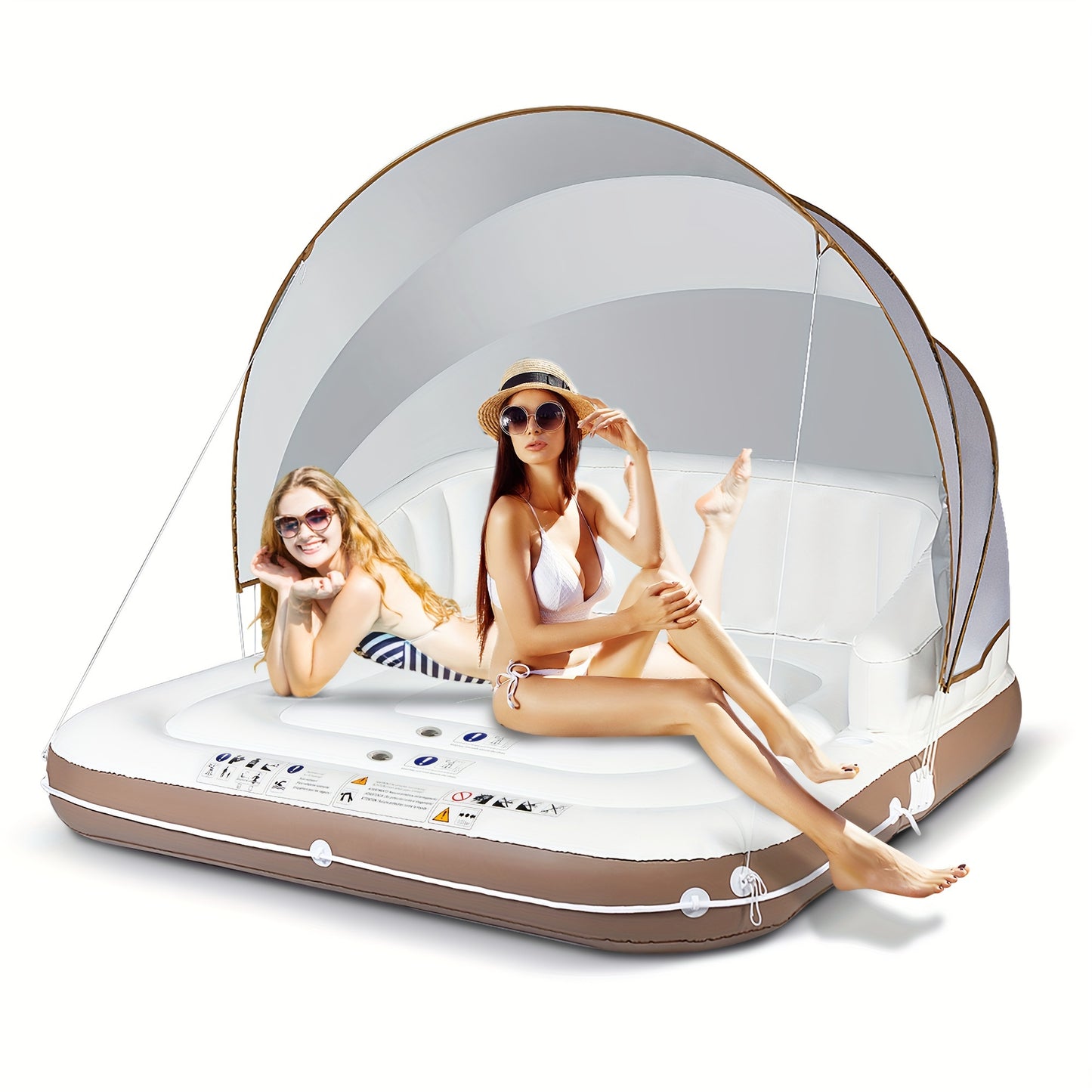 Floating Island Lounge Raft, With Canopy