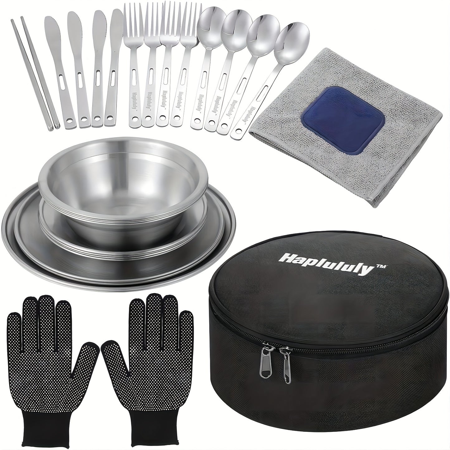 Polished Stainless Steel Camp Dinnerware