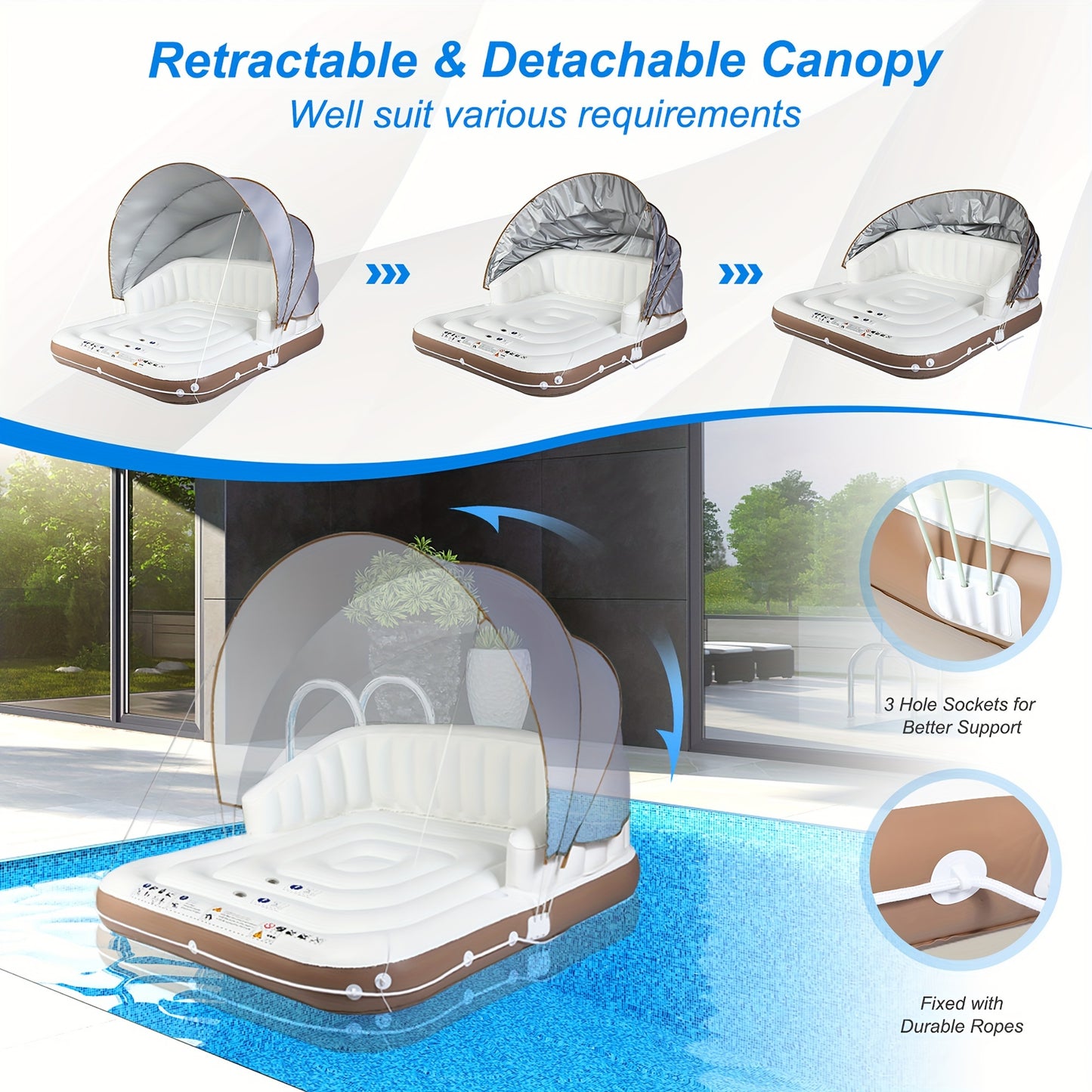 Floating Island Lounge Raft, With Canopy