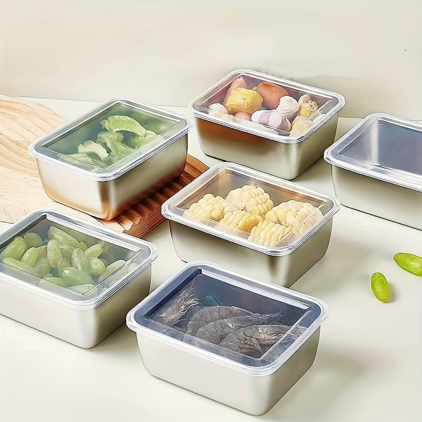 6-Piece Stainless Steel Food Storage Containers w/ Lids