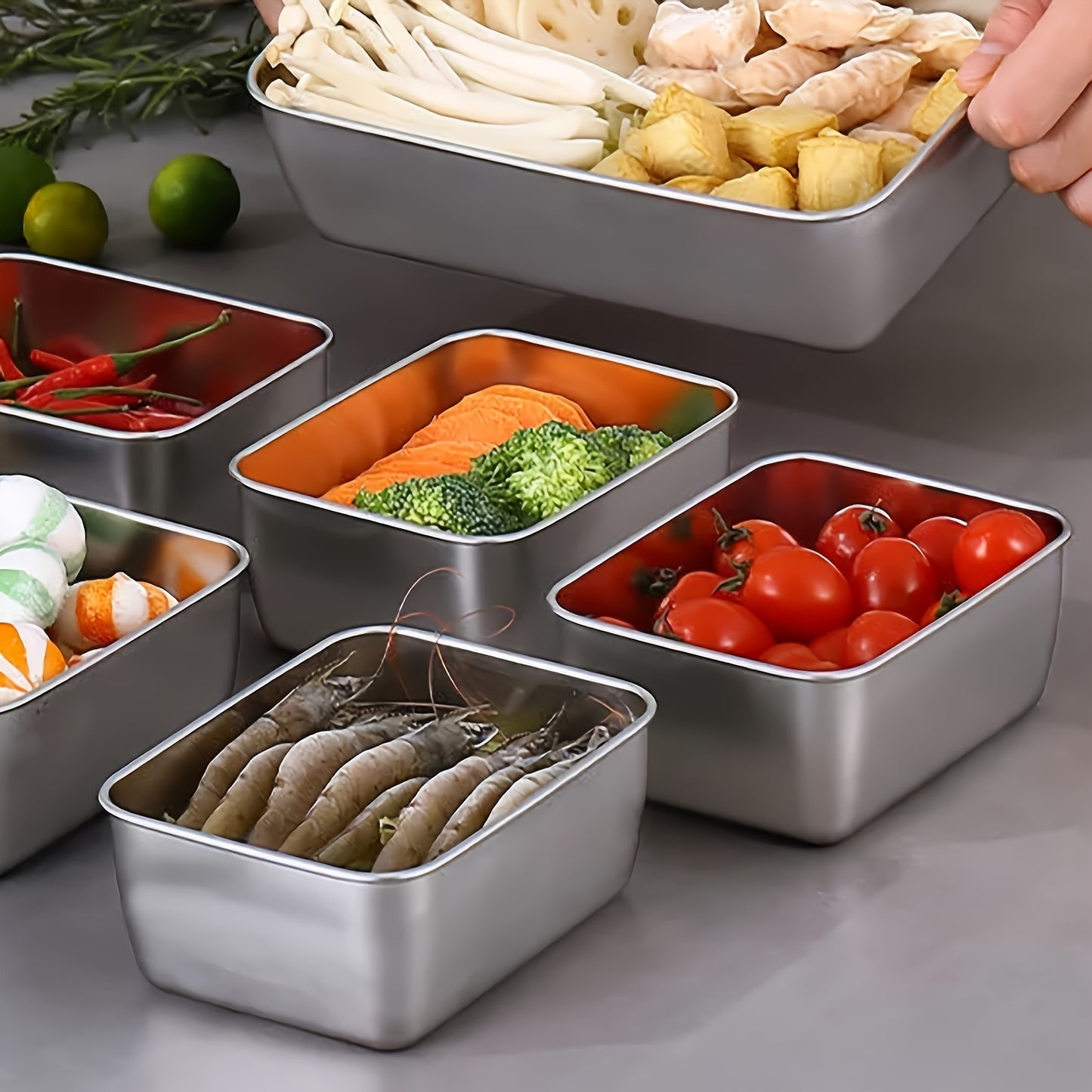 6-Piece Stainless Steel Food Storage Containers w/ Lids