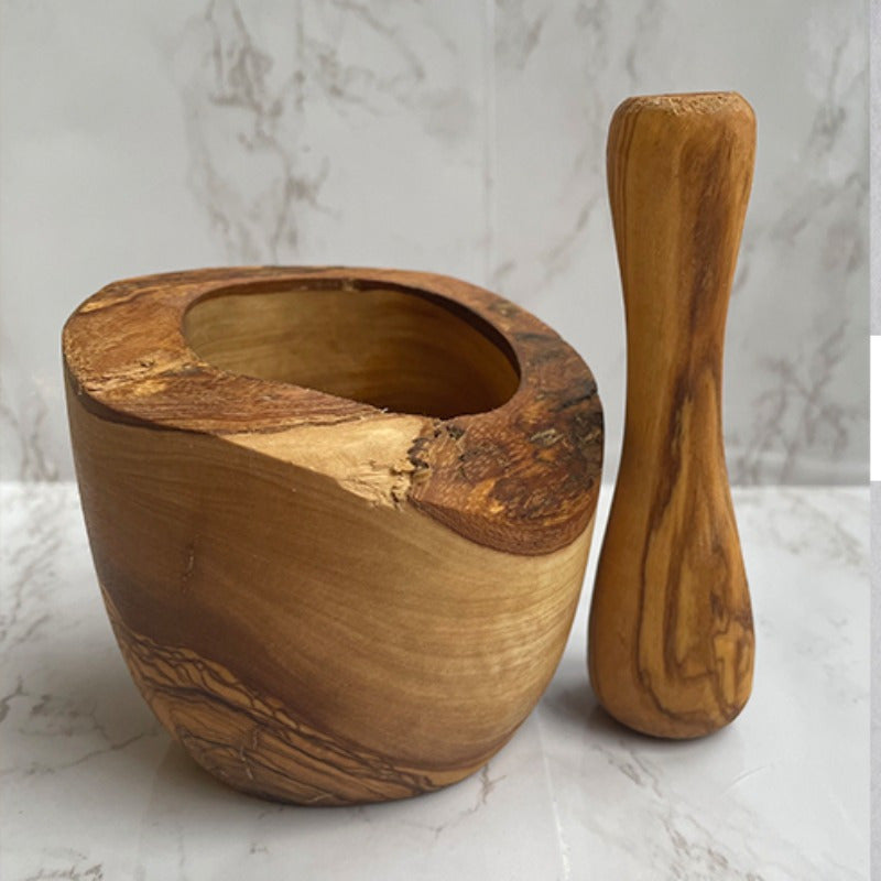 Olive Wood Rustic Mortar and Pestle