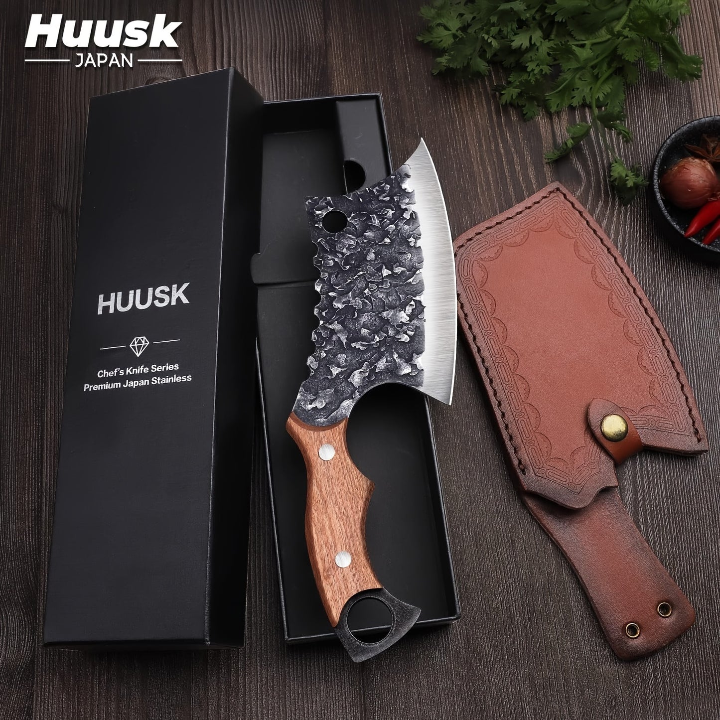 Hand Forged Meat Cleaver with Sheath