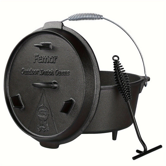 Pre-Seasoned Cast Iron Dutch Oven with Lid Lifter Handle