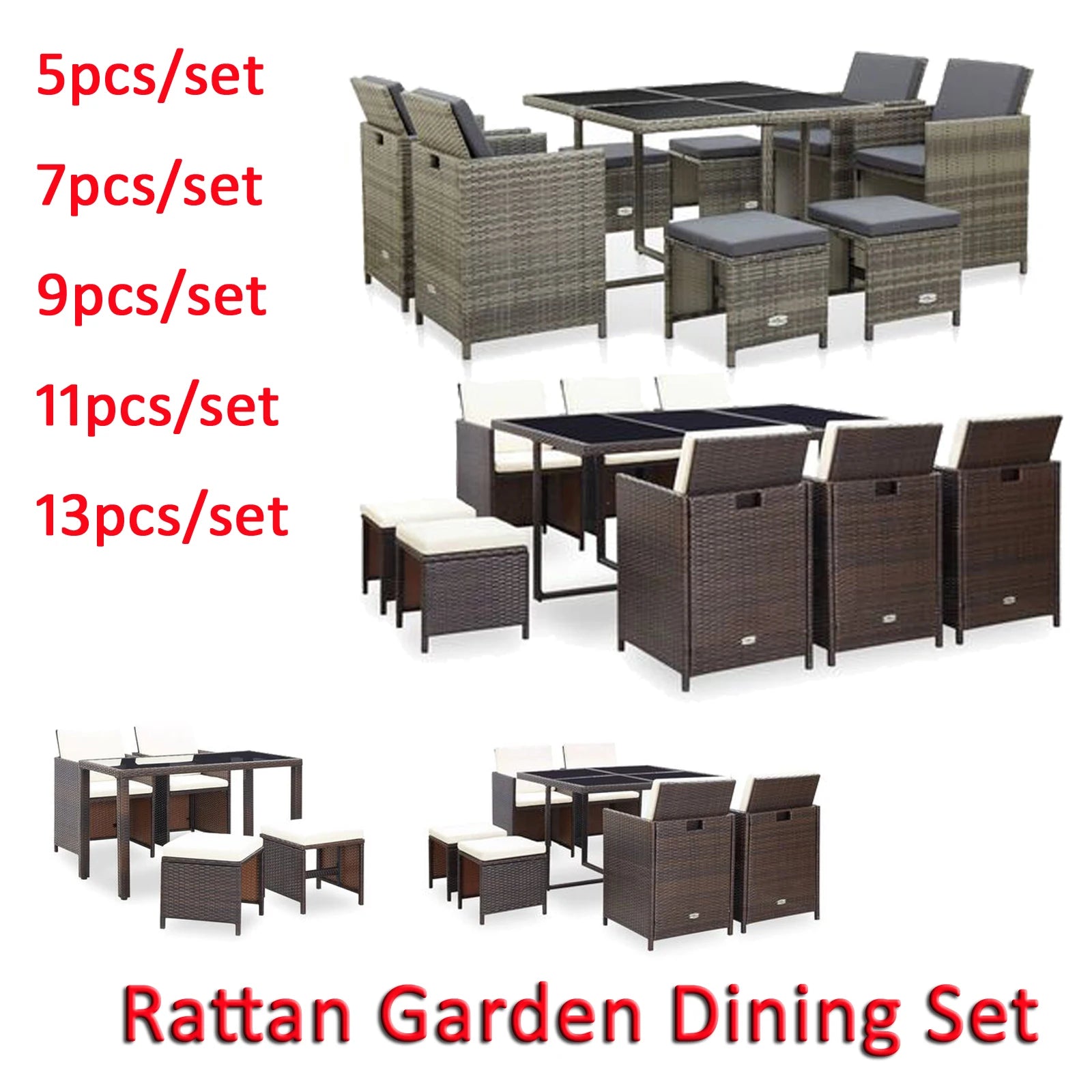 Patio Dining Sets, 5pcs/9pcs Outdoor - Michef's Outside