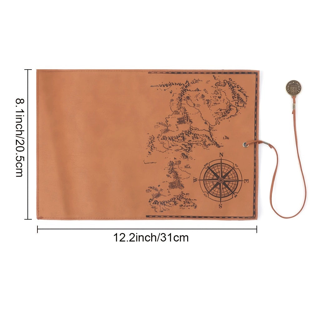 Treasure Map Retro Canvas Leather Rolling Pencil Case