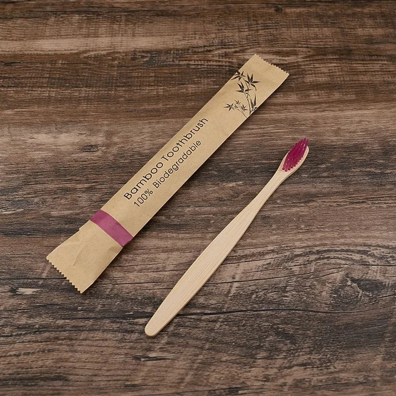 10pcs Bamboo Colorful Toothbrush