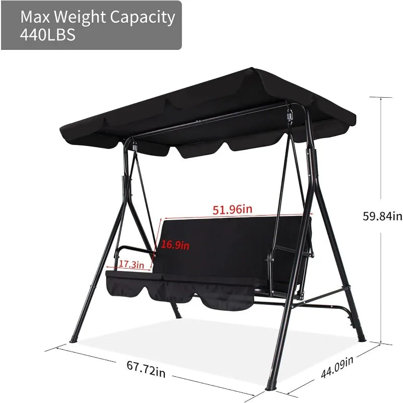 Outdoor Swing with Adjustable Canopy - Michef's Outside