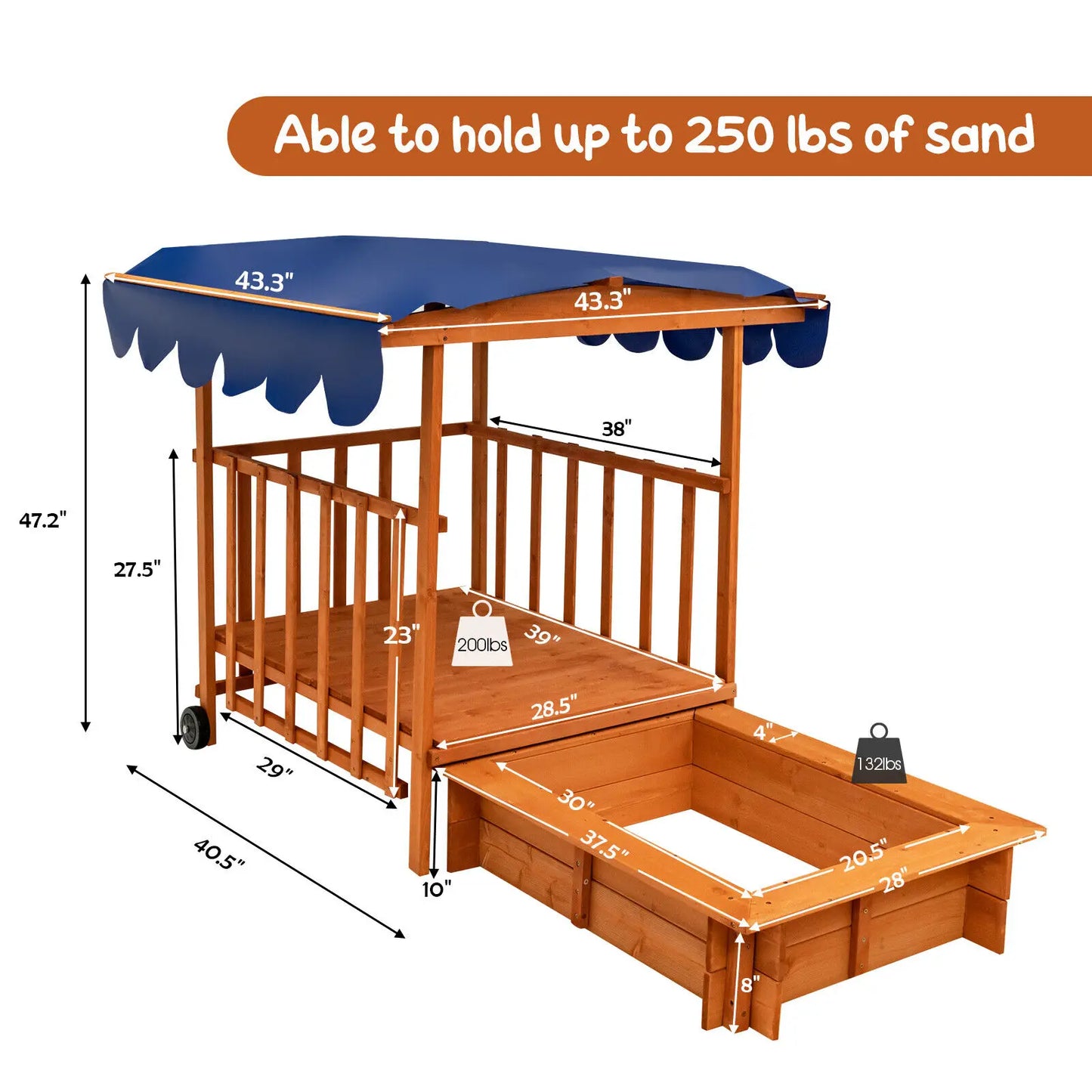 Wooden Retractable Sandbox