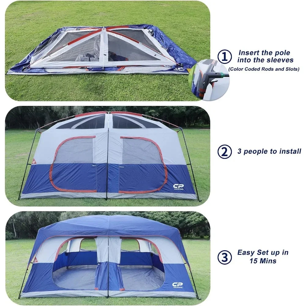 2 Room Weather Resistant Family Cabin Tent