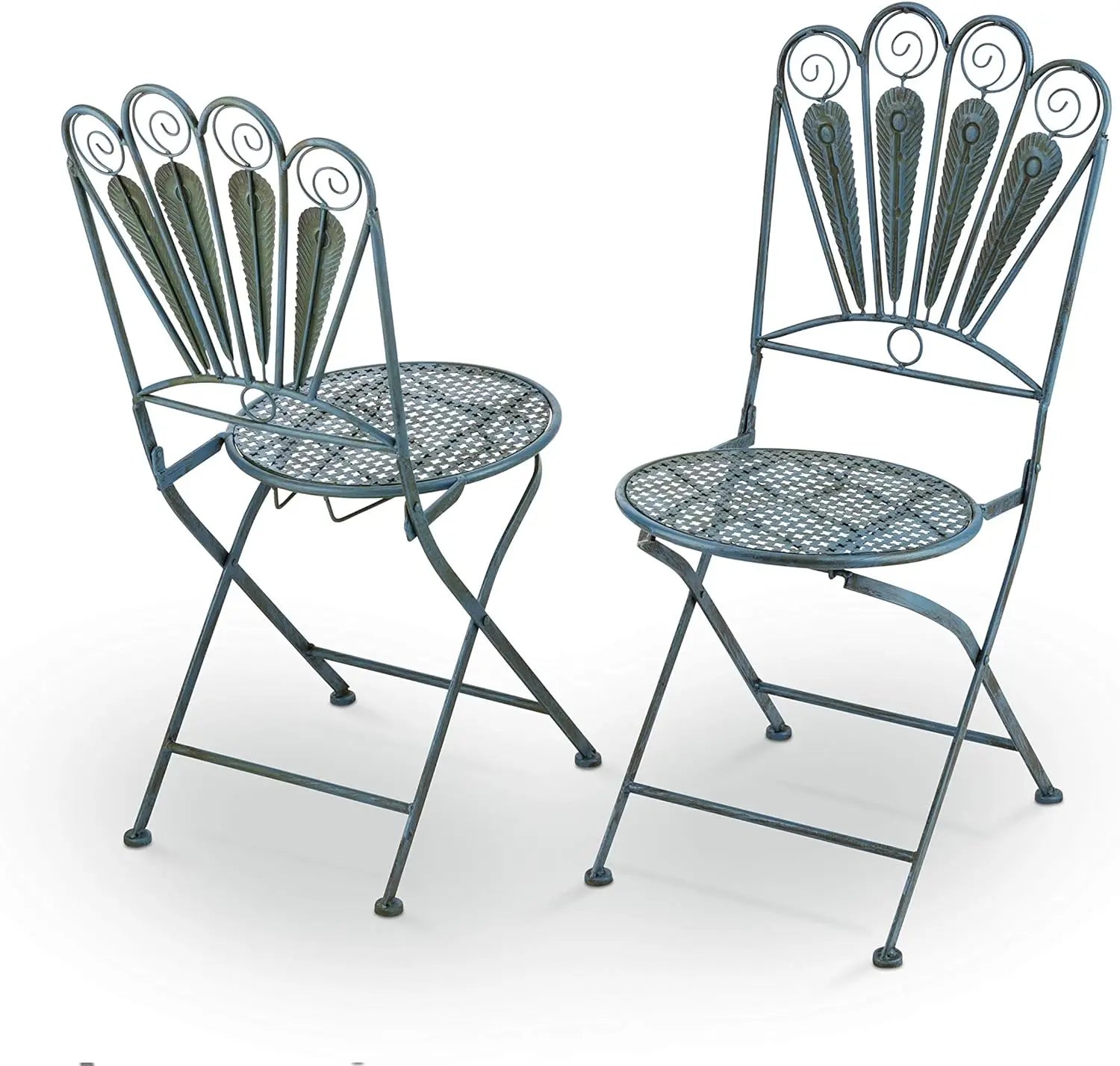 3-Piece Peacock Feather Metal Bistro Set - Michef's Outside