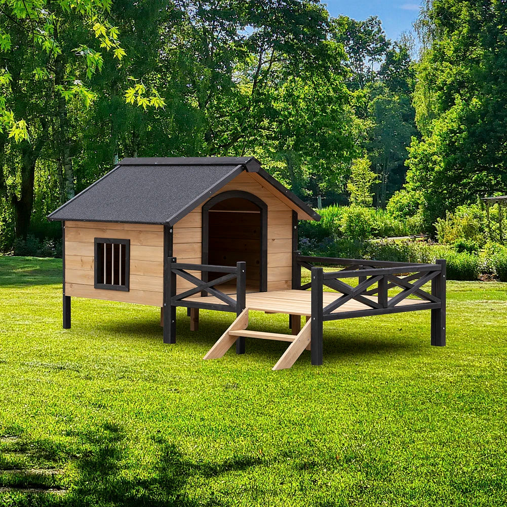 Wooden Cabin Style Weatherproof Kennel