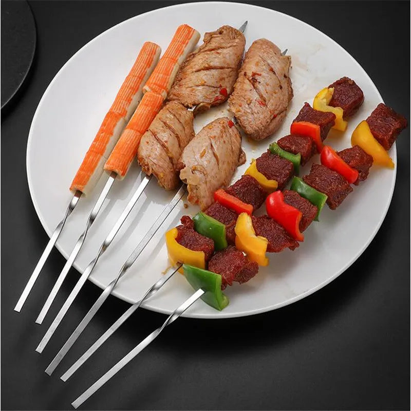 10-20pcs Stainless Steel Barbecue Skewers with Storage Tube