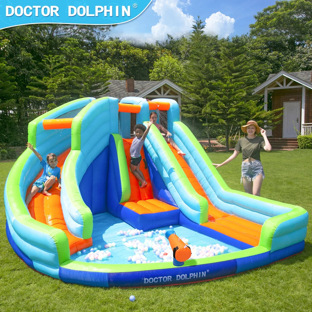 Double Slide Water Playhouse - Michef's Outside