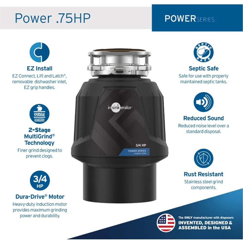 Power .75HP, 3/4 HP Garbage Disposal - Michef's Outside