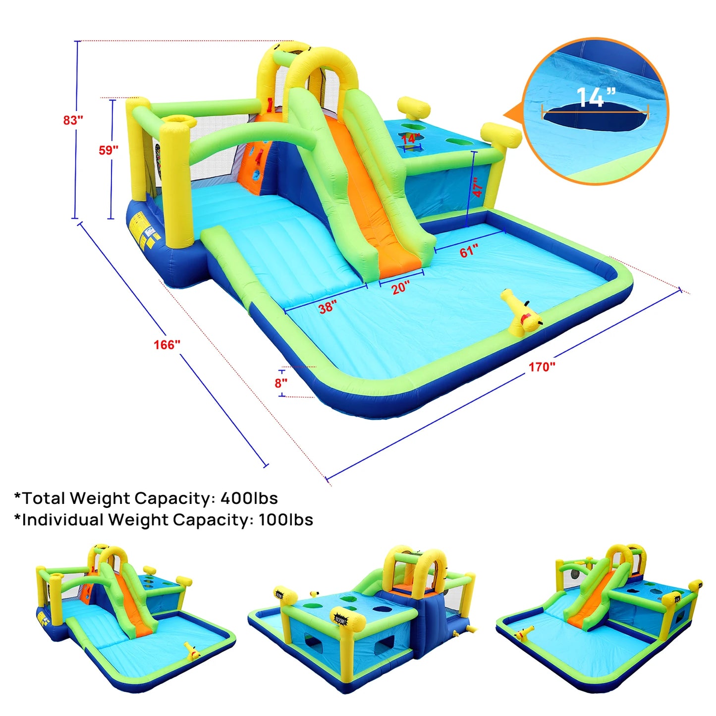 Inflatable Water Park Bouncing House - Michef's Outside