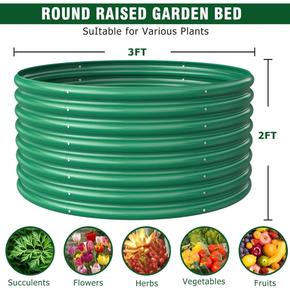 2-Pack Round Galvanized Raised Garden Beds