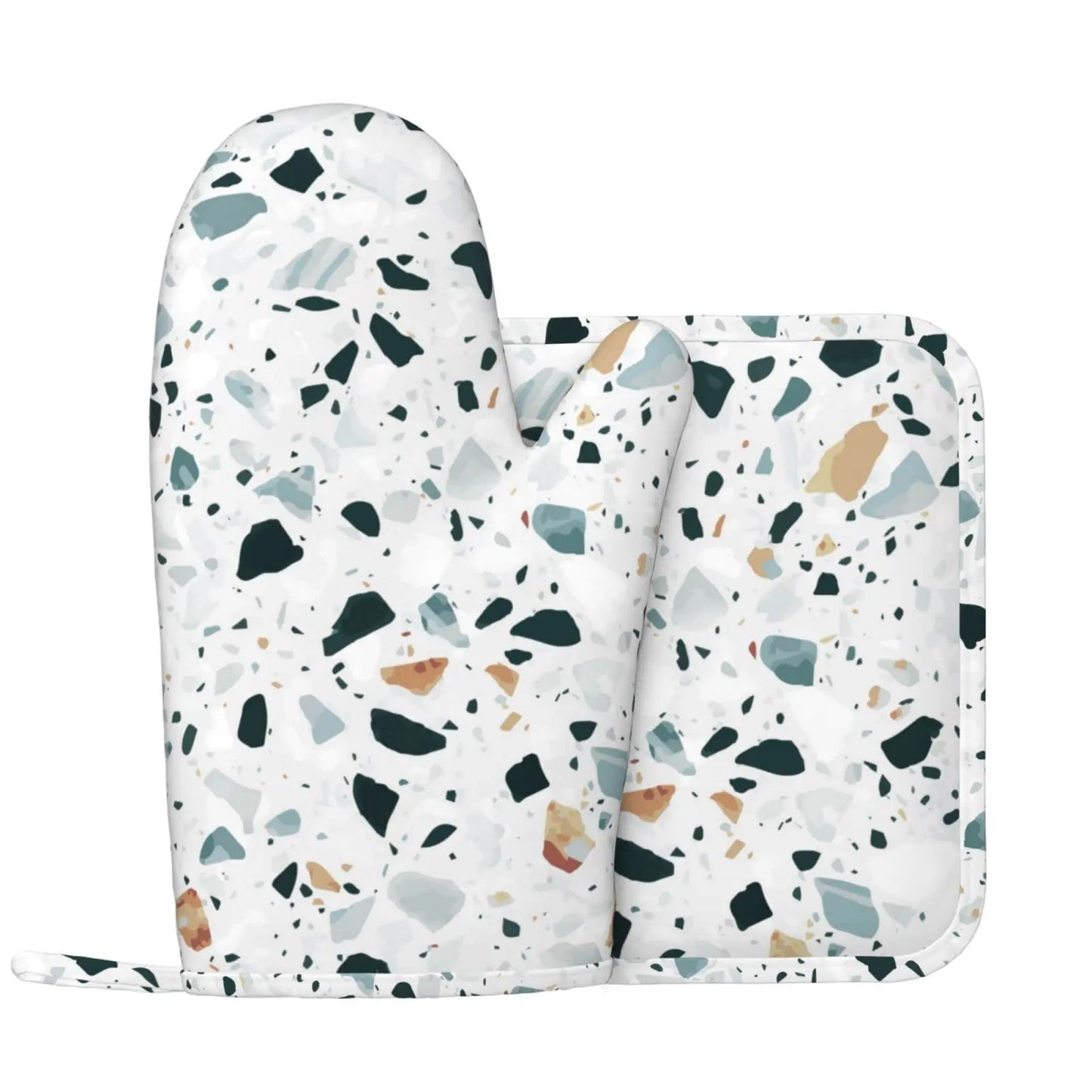 Marble Design Oven Mitt and Pot Holder Set