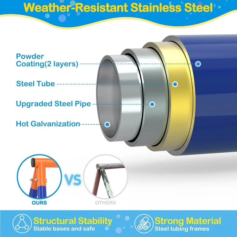 Swing Set with Heavy-Duty Metal Frame and Adjustable Ropes