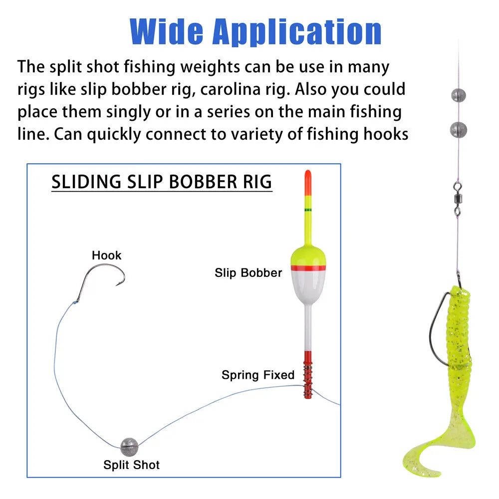 Round split shot fishing weights