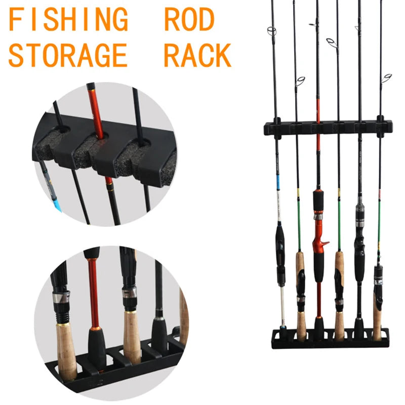 6-Rod Rack Vertical Pole Holder Wall Mount