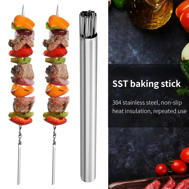 10-20pcs Stainless Steel Barbecue Skewers with Storage Tube