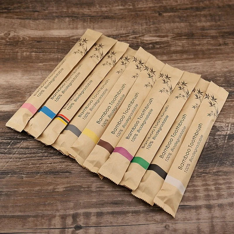 10pcs Bamboo Colorful Toothbrush