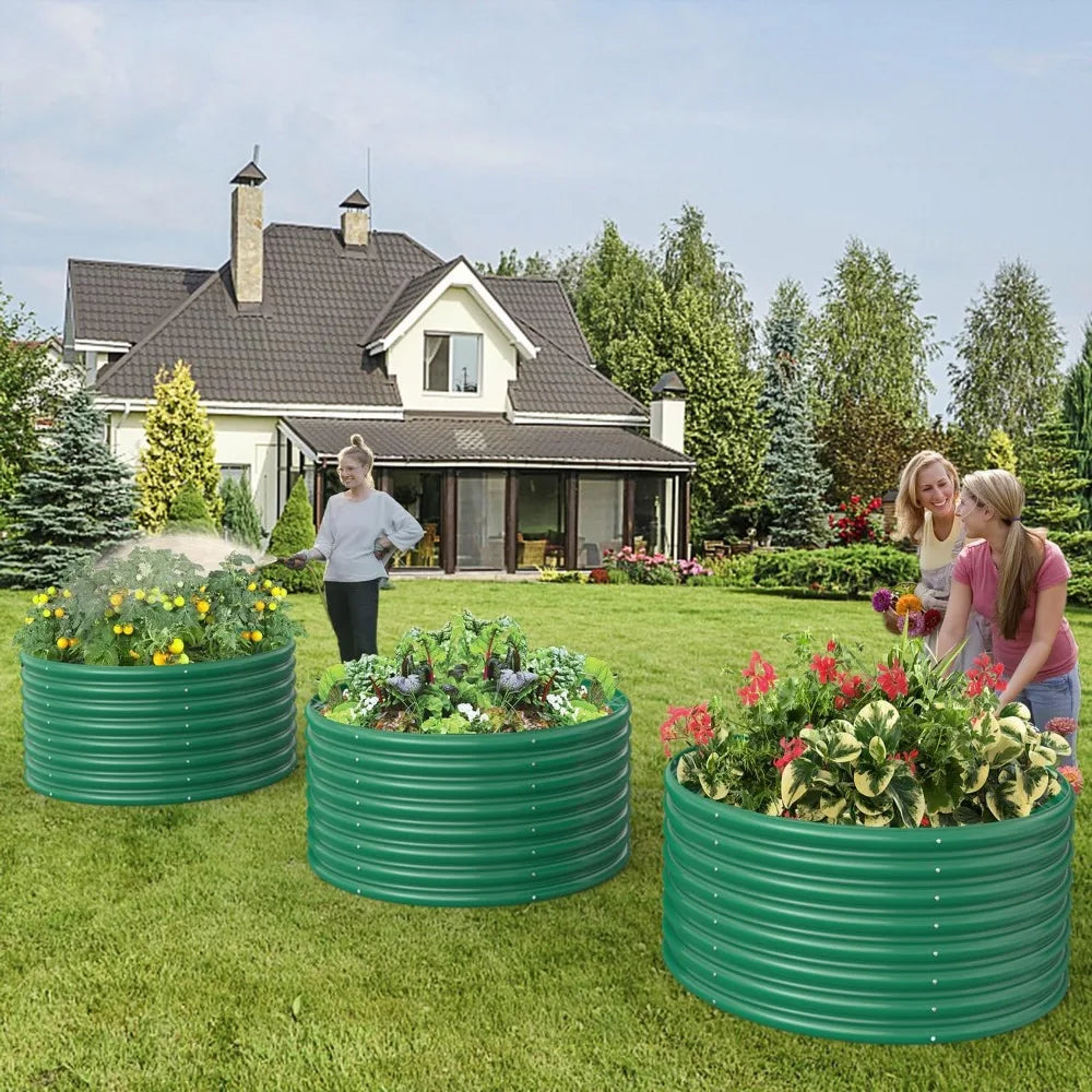 2-Pack Round Galvanized Raised Garden Beds