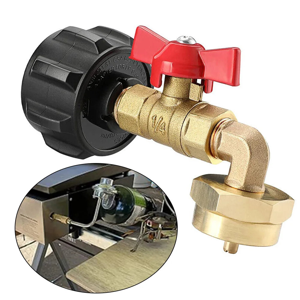 90 Degree Propane Refill Pressure Elbow Adapter And ON-Off Control Valve