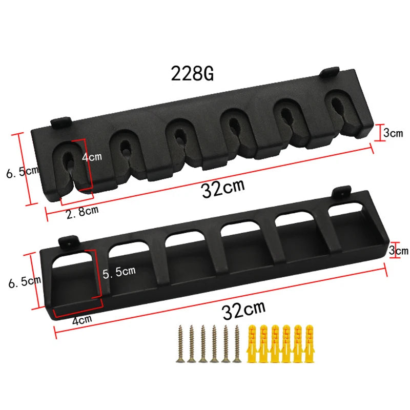 6-Rod Rack Vertical Pole Holder Wall Mount