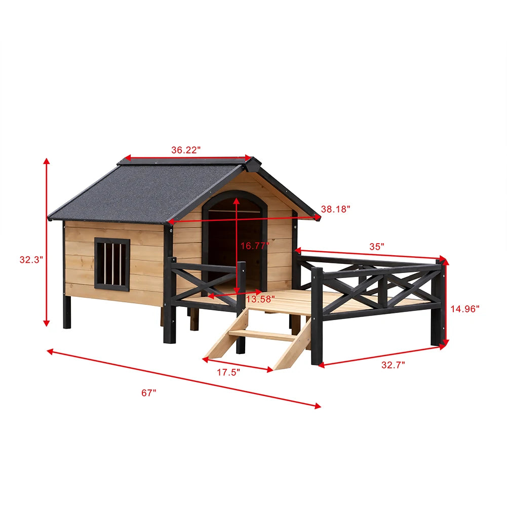 Wooden Cabin Style Weatherproof Kennel