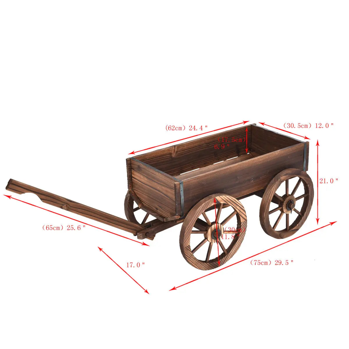 Wood Wagon Flower Planter w/Wheels