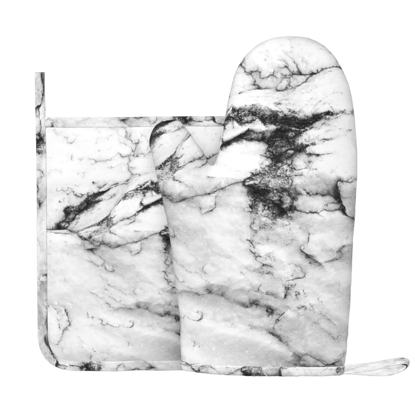 Marble Design Oven Mitt and Pot Holder Set