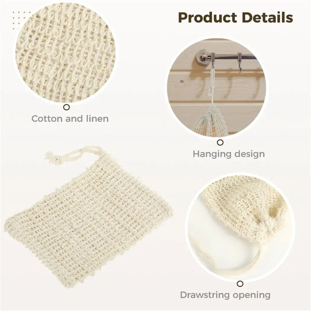 Natural Linen Soap Saver Foaming Bags