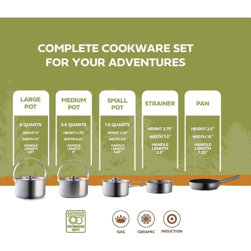 Stainless Steel Camping Cookware Set