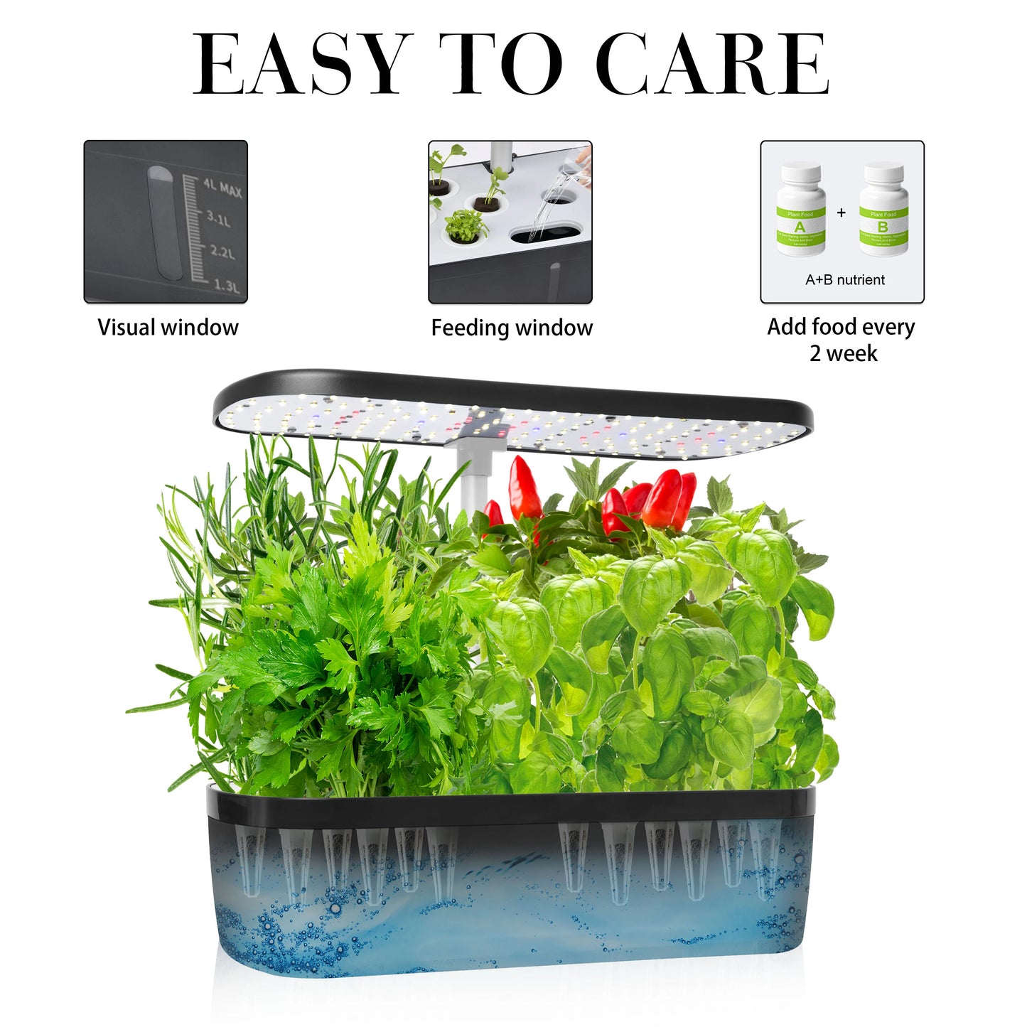 LED growth light hydroponic planter