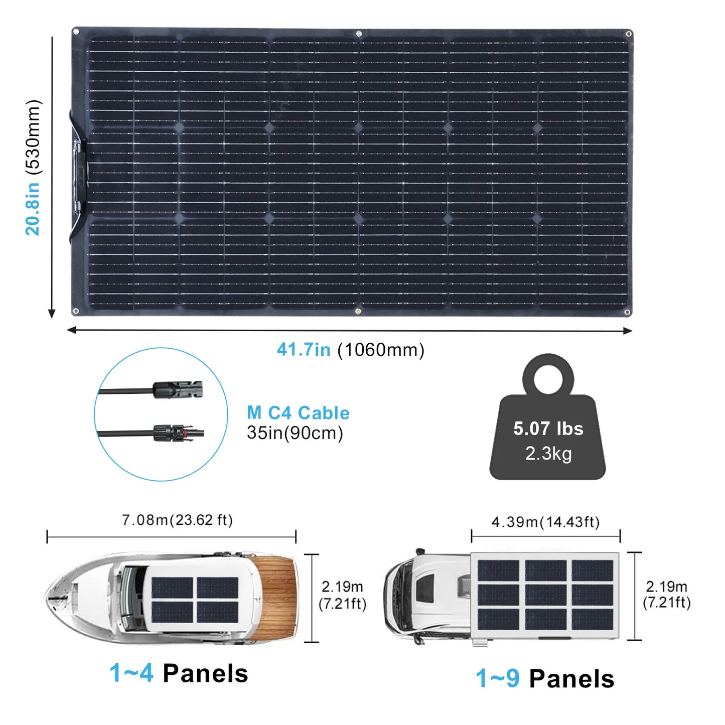 12V Solar Panel Kit Complete Controller for RV/Boat Battery Charger