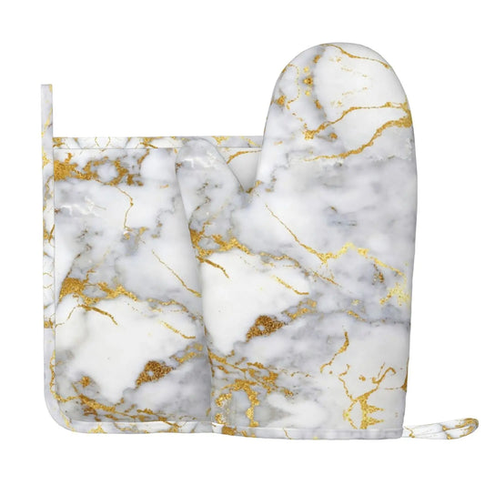 Marble Design Oven Mitt and Pot Holder Set