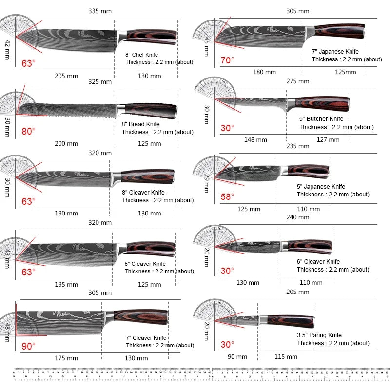 Damascus Kitchen Knives