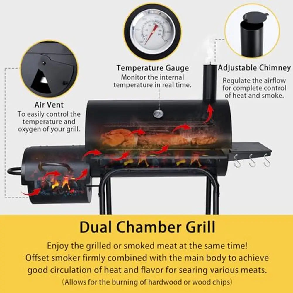 Charcoal Offset Smoker Grill