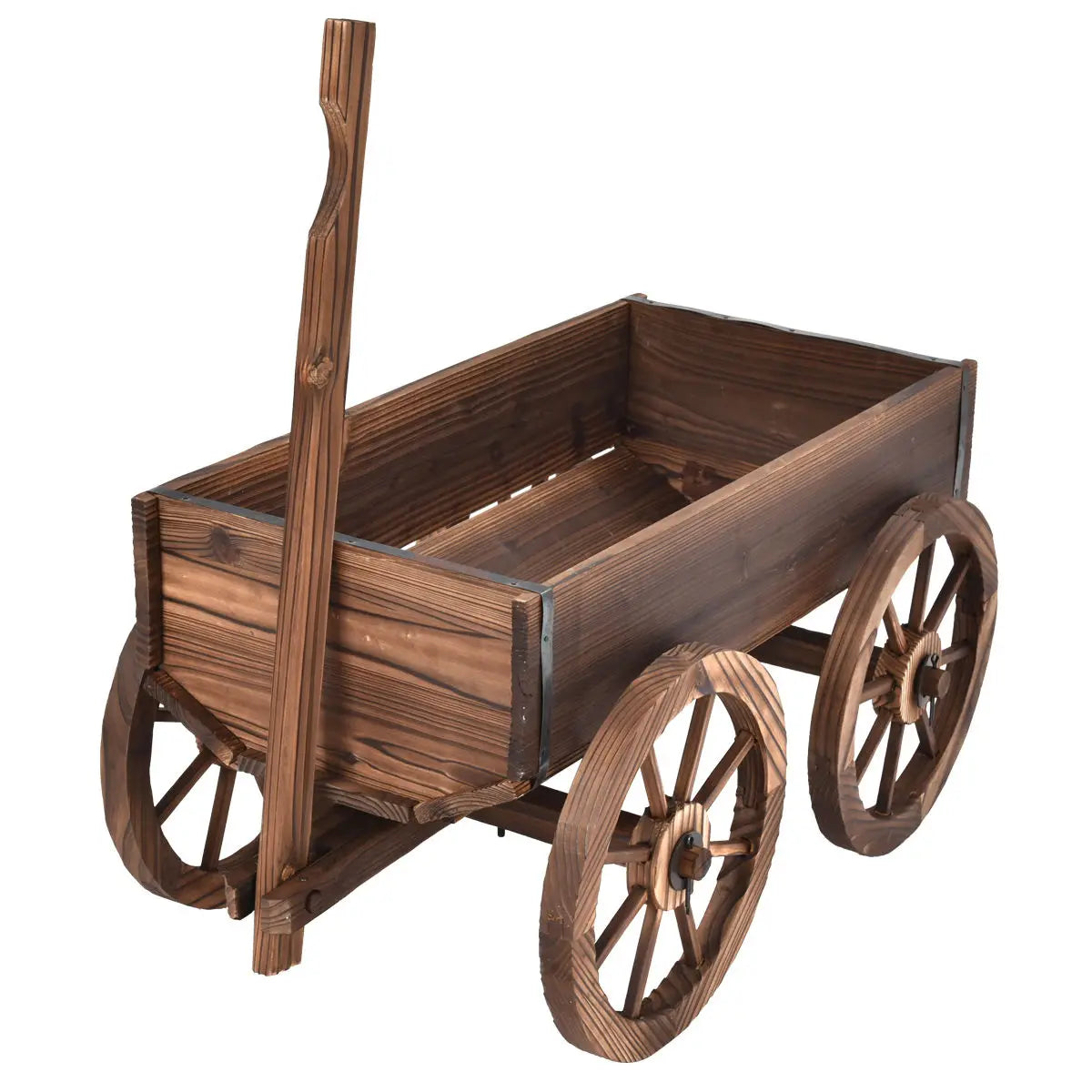 Wood Wagon Flower Planter w/Wheels