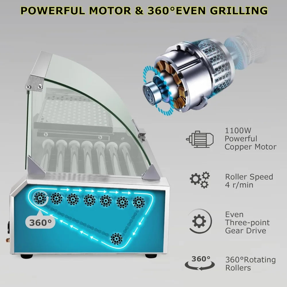 Hot Dog Roller Machine with Dual Temp Control