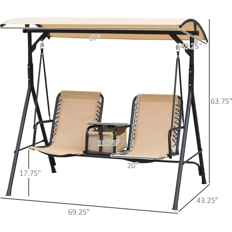 2-Seat Outdoor Canopy Swing Glider - Michef's Outside