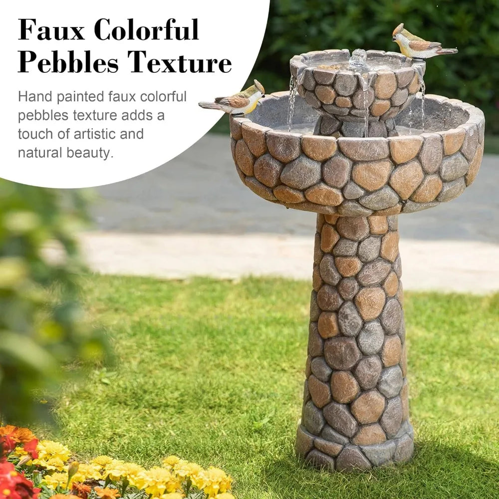 Water Fountain Waterfall w/Birds Decor