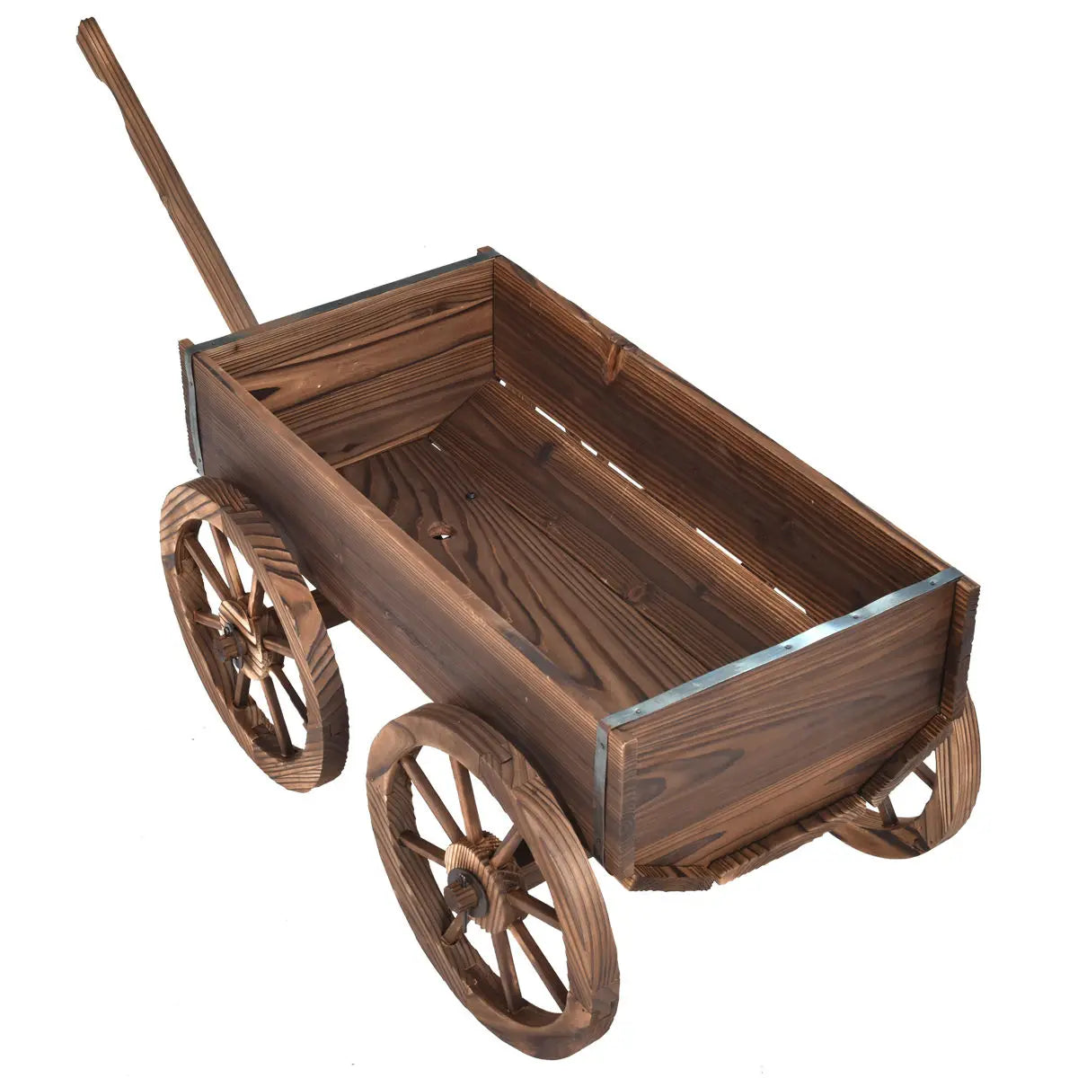 Wood Wagon Flower Planter w/Wheels