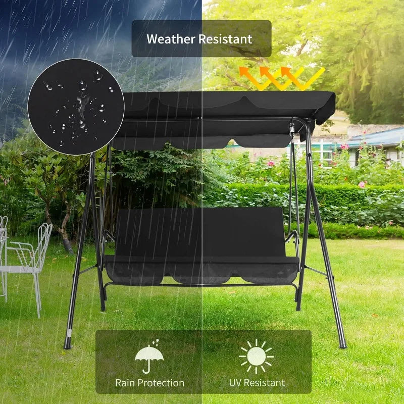 Outdoor Swing with Adjustable Canopy - Michef's Outside