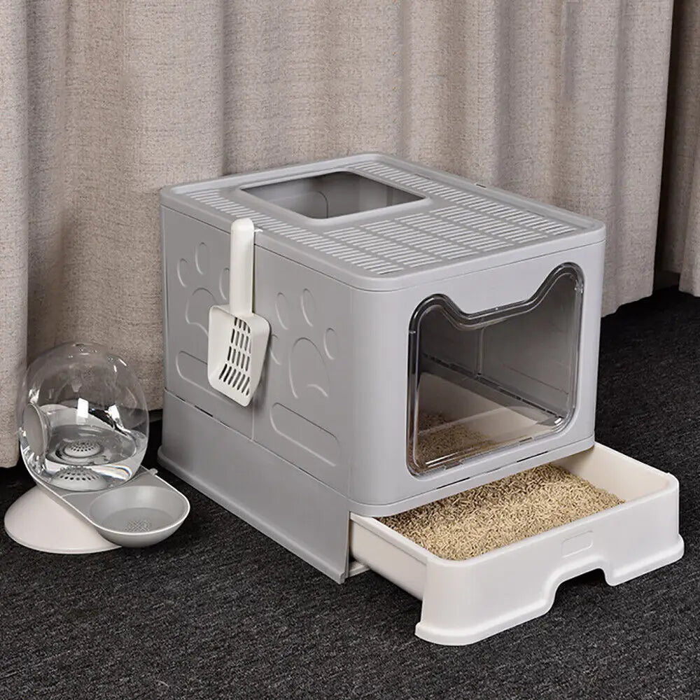 Cat Litter Box w/Front Entry & Top Exit