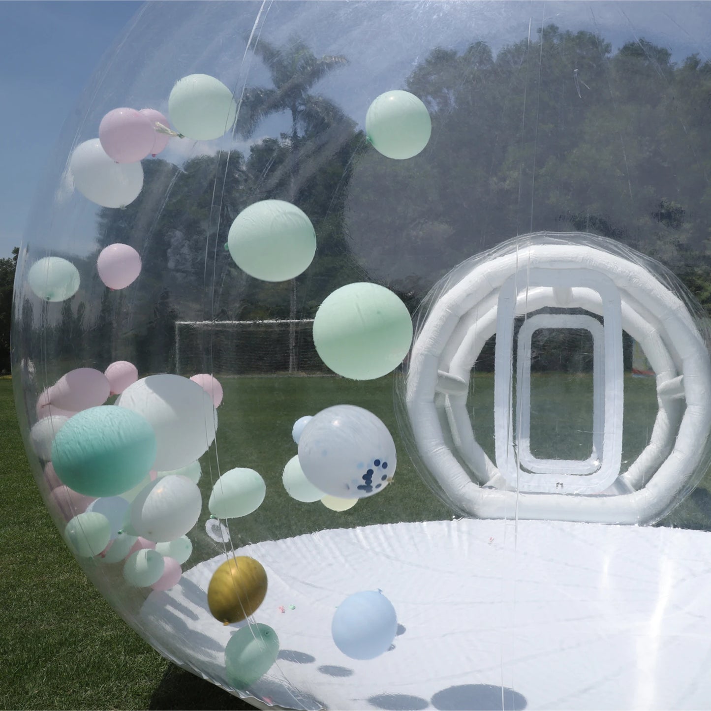 Bubble House w/Air Blower & Balloons - Michef's Outside