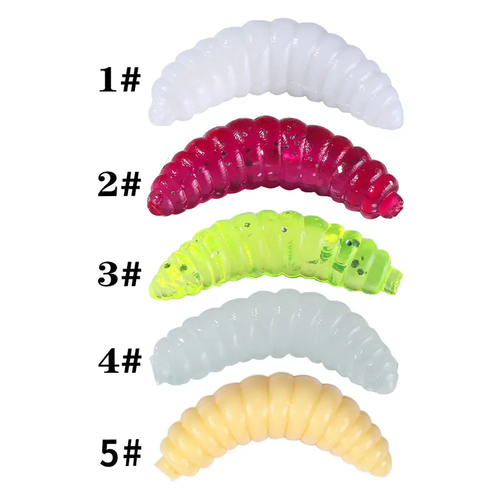 50PCS/bag Maggot Grub Soft Lure Baits