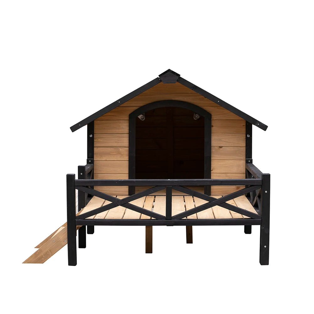 Wooden Cabin Style Weatherproof Kennel